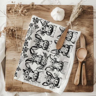 Wholesale easter boutique kitchen towel
farmhouse spring towel wholesale
rustic easter decor towel for retailers
bunny towel gift for farmhouse lovers
limited edition easter towel neutral design
black and white bunny towel for spring shops