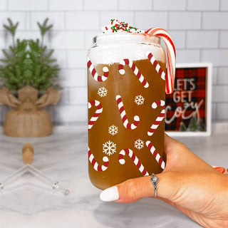 Candy cane glass latte