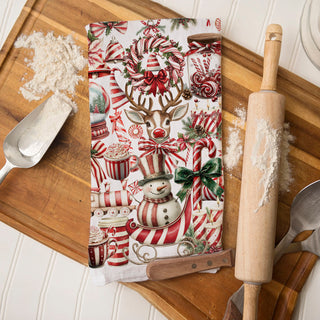 holiday cookie baking towel candy cane christmas kitchen
kitchen towel for christmas dessert making and cleanup
christmas cooking towel festive red white kitchen decor
holiday baking essentials kitchen towel festive design