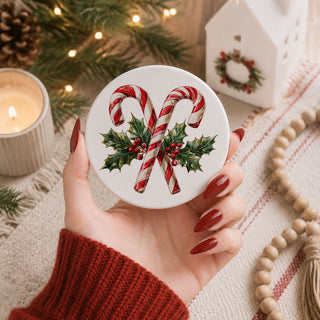 Candy cane Christmas ceramic coaster
Red and white candy cane holiday decor
Christmas candy cane drink coaster
Peppermint Christmas kitchen coaster
Candy cane holiday coffee table decor
Classic Christmas candy cane accessories
Festive peppermint ceramic coaster
Christmas candy cane gift idea