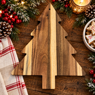 wooden Christmas appetizer board
Christmas kitchen serving board
farmhouse Christmas charcuterie board
rustic Christmas cutting board
wooden Christmas tree platter
farmhouse Christmas tree cutting board in decorated kitchen
wooden Christmas serving board with festive greenery and candles