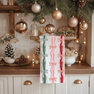 Feminine Christmas kitchen decor
Girly Christmas kitchen towel design
Pretty bow holiday kitchen towel
Designer holiday kitchen towel ribbon
Beautiful Christmas kitchen towel bow