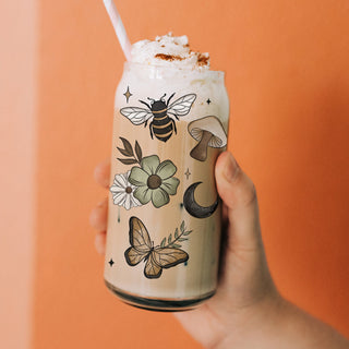 Halloween coffee lover gift
Grandmacore halloween glass cup
Botanical bee and butterfly tumbler