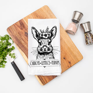 Rustic bunny dish towel vintage illustration farmhouse
Botanical illustration bunny kitchen towel black white
Vintage Easter kitchen towel bunny botanical design
Farmhouse bunny kitchen towel black white rustic