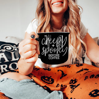 Spooky morning collection
Microwave safe creepy cup
Dishwasher safe Halloween mug
Black ceramic coffee cup