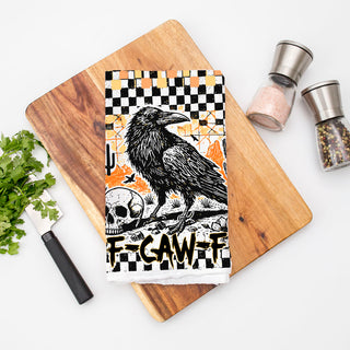 funny fall gift sarcastic halloween crow towel
unique halloween home decor gothic crow hand towel
halloween raven towel for witchy kitchen decor
skull and crow halloween dish towel spooky vibes
pumpkin spice season goth halloween kitchen towel