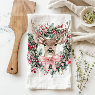 christmas towel with deer illustration rustic decor
deer themed christmas kitchen accessories towel
christmas decor for deer lovers home kitchen towel
animal print christmas kitchen towel deer design
nature christmas decor deer wreath towel