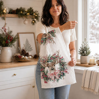 farmhouse christmas kitchen towel deer wreath decor
rustic holiday kitchen towel woodland christmas decor
cozy cabin christmas kitchen towel deer design
country christmas decor kitchen towel deer wreath
neutral farmhouse christmas towel deer greenery
