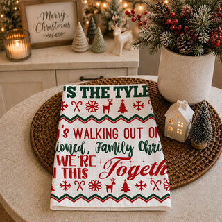 Wholesale funny christmas kitchen towel movie quote holiday decor
kitchen towel funny quote styled christmas tree background
bold text christmas kitchen towel humorous quote detail