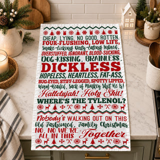 kitchen towel for holiday entertaining funny decor
decor that sparks conversation christmas kitchen towel
christmas kitchen accent towel funny design
kitchen decor with humor christmas towel
christmas towel displayed in winter decorated home
holiday towel styled with lights garland and decor
kitchen towel funny quote lifestyle christmas setting
festive towel styled farmhouse christmas background