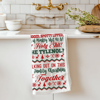 funny christmas decorations that aren’t cheesy
kitchen towels with funny sayings for christmas
holiday decor that is actually funny kitchen towel
christmas kitchen towels for adults humor