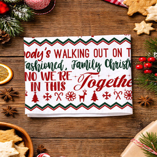 Wholesale funny christmas kitchen towel movie quote holiday decor
kitchen towel funny quote styled christmas tree background
bold text christmas kitchen towel humorous quote detail