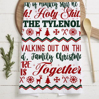 funny stocking stuffer christmas kitchen towel
unique gift for holiday gatherings kitchen towel
farmhouse christmas kitchen towel funny quote decor
holiday kitchen styling with funny text towel