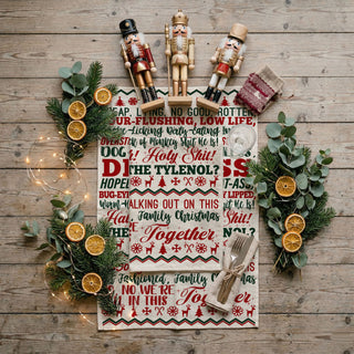 funny gift idea for christmas party kitchen towel
gift for coworker funny christmas kitchen towel
holiday gag gift kitchen towel with funny quotes
gift for host funny christmas decor towel