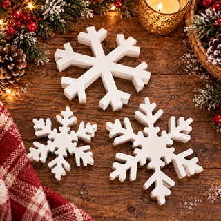 neutral Christmas snowflake decorations
winter wonderland wooden snowflake decor
white winter snowflake decorations
farmhouse winter snowflake tabletop decor