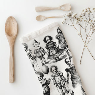 scary doll art towel for witchy halloween home
haunted toy box design towel for eerie fall décor
sinister doll and clown print towel for haunted kitchen
creepy halloween home décor unique doll design towel