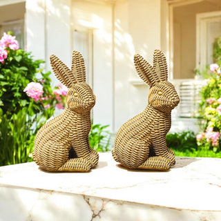 Basketweave Bunny Statue