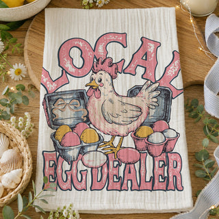 Pink lettering chicken kitchen towel egg dealer Easter
Retro typography farm towel chicken eggs spring
Denim overalls chicken kitchen towel egg dealer humor
Colorful eggs kitchen towel chicken farm Easter design
rustic spring egg dealer tea towel
easter gift idea for farm mom