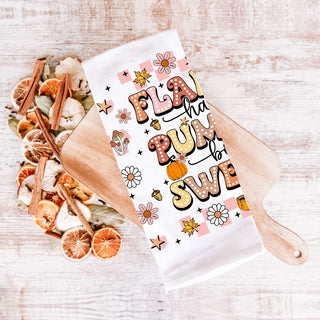 Wholesale cute fall dish towel for college dorm or first apartment
pink autumn towel with cozy fall words and icons
fall themed cotton tea towel with retro lettering and checkered border
flannels and pumpkins pink retro fall towel on cutting board in bulk
pink seasonal kitchen towel perfect for fall and halloween gifting