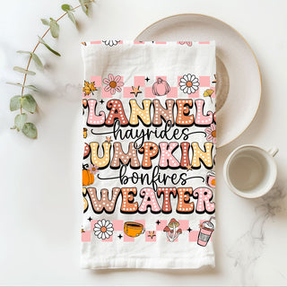 fall gift idea pink retro typography kitchen towel
whimsical fall kitchen towel with flowers stars and pumpkins
pink checkered border fall towel with cozy season icons
aesthetic fall towel for cottagecore and retro home décor
soft pink autumn pumpkin towel for teen bedroom décor