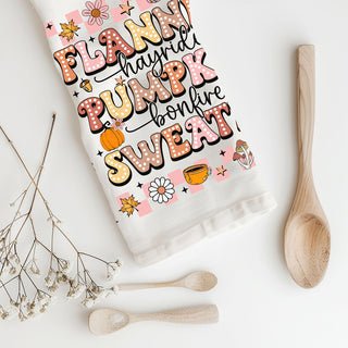 girly halloween kitchen towel with pink autumn graphics
retro pink pumpkin spice towel for fall and halloween décor
pink fall farmhouse towel for modern boho kitchen for resale
pink halloween hostess gift retro fall words dish towel wholesalers usa