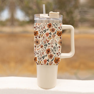 cozy flower coffee tumbler
fall flower tumbler with straw
neutral floral fall cup
cute pumpkin season tumbler
floral autumn drinkware aesthetic
warm cozy tumbler aesthetic
cute botanical tumbler fall
neutral farmhouse floral tumbler
autumn coffee aesthetic tumbler