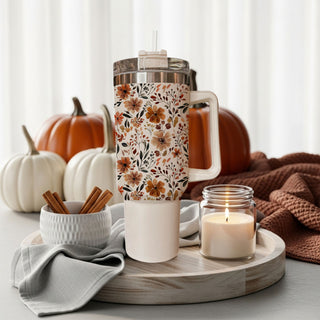 cute floral fall accessory
neutral botanical hydration cup
pumpkin spice flower tumbler aesthetic
fall floral coffee station cup
earthy autumn floral tumbler
cozy floral gift for moms
neutral cream floral tumbler
cute flower pattern coffee tumbler