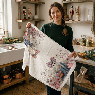 feminine ghost design towel for october brunch hosting
floral ghost and pumpkin patch towel for girly halloween
romantic boho ghost towel with blush florals and greenery