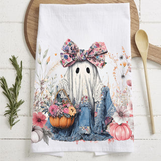 Wholesale girly halloween hostess gift floral ghost kitchen towel
pastel fall décor towel with cute ghost and pumpkins
boho ghost kitchen towel with flowers and pink accents
whimsical halloween ghost towel for soft autumn décor
pastel floral ghost towel for enchanted halloween décor
girly fall kitchen linen with ghost and flowers