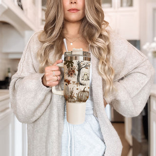 neutral farmhouse halloween tumbler
ghost tumbler for pumpkin spice lovers
cozy neutral ghost tumbler
cute ghost tumbler for coffee addicts
neutral floral haunted tumbler
ghost tumbler aesthetic for spooky season
cottagecore halloween coffee tumbler