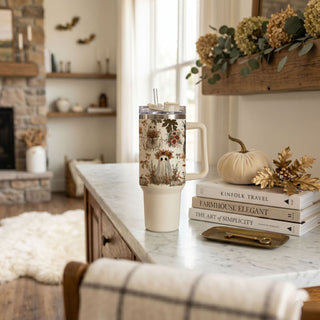 Autumn cottagecore tumbler with ghost wreath design

Whimsical boho Halloween cup with floral details
Fall-inspired ghost tumbler with sunflowers and pumpkins
Bohemian floral cottagecore Halloween tumbler with ghosts, sunflowers, and pumpkins
cute ghost tumbler for cozy fall mornings
neutral spooky tumbler with floral pumpkins
ghost tumbler for coffee and tea lovers