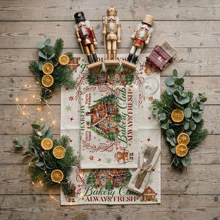 gingerbread themed christmas home decor kitchen towel
christmas kitchen vignette gingerbread bakery towel decor
decorating kitchen for christmas gingerbread towel styling
holiday home decor gingerbread kitchen towel cozy vibe
holiday typography kitchen towel gingerbread bakery theme
vintage christmas lettering tea towel gingerbread bakery design