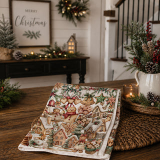 Christmas towel displayed with baking utensils
festive kitchen towel styled farmhouse decor
holiday baking towel with neutral kitchen background
Christmas kitchen towel with rustic wood styling
festive towel display cozy kitchen setting
festive gingerbread sweets kitchen linen
gingerbread dessert themed Christmas towel
Christmas cookie display kitchen towel
gingerbread baking aesthetic towel
holiday cookie village decor towel