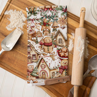 Christmas baking towel gingerbread cookie theme
holiday kitchen towel for cookie decorating season
festive dish towel for Christmas baking setup
Christmas pastry themed tea towel decor
baking lover Christmas kitchen accessory towel