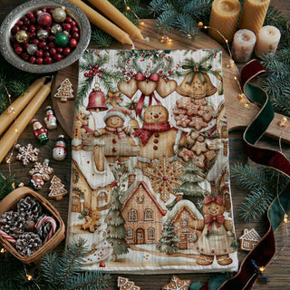 gingerbread house Christmas decor towel
holiday baking kitchen towel cotton
Christmas kitchen decor gingerbread theme
cute Christmas dish towel baking design
Christmas tea towel gingerbread village