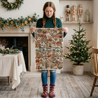cozy gingerbread Christmas kitchen towel decor
farmhouse Christmas kitchen towel gingerbread houses
holiday baking towel with cookie village design
Christmas kitchen towel for baking lovers gift
vintage style gingerbread Christmas tea towel