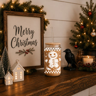 Holiday coffee accessory – 17oz glass tumbler for Christmas kitchen or coffee bar
Vintage Christmas gifts for coffee lovers glass tumbler 17oz - Retro gingerbread holiday drinkware bamboo lid glass straw
Holiday coffee gifts retro glass cup 17oz - Vintage Christmas gingerbread checkered kitchen accessories bamboo lid straw