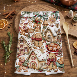 festive gingerbread sweets kitchen linen
gingerbread dessert themed Christmas towel
Christmas cookie display kitchen towel
gingerbread baking aesthetic towel
holiday cookie village decor towel