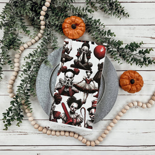 scary clown collectible towel for halloween gift basket
creepy doll themed tea towel for haunted housewarming gift
scary clown face kitchen linen for horror enthusiasts