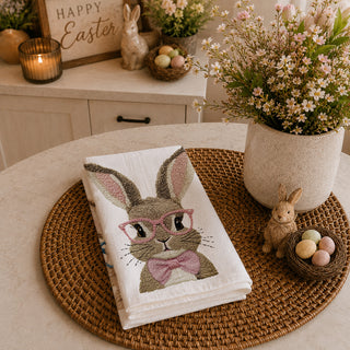 Spring bunny towel for rustic farmhouse kitchen
Easter rabbit towel for cottagecore kitchen
Bunny kitchen towel for spring farmhouse decor
Easter bunny hand towel with glasses
Spring bunny tea towel with glasses and bow
Cute Easter bunny towel for kitchen gift
Easter kitchen towel with adorable rabbit face
Spring kitchen decor bunny tea towel
Easter bunny towel for farmhouse sink
Rabbit kitchen towel for Easter brunch decor
Easter bunny towel for spring countertop decor
Bunny tea towel for country cottage k