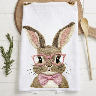 embroidered style bunny kitchen decor
blue bow bunny and pink bow bunny towel
easter towel pink and blue bunnies
spring bunny towel farmhouse decor
gender neutral bunny towel easter
easter gift towel for kitchen
pastel spring bunny decor towel