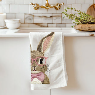 Blue glasses bunny embroidered kitchen towel Easter spring
Pink glasses bunny 3D embroidery dish towel farmhouse
Bow tie bunny embroidered kitchen towel blue pink
Glasses bunny 3D embroidery towel Easter spring farmhouse
