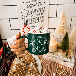 Our funny “Resting Grinch Face” Christmas ceramic coffee mug is perfect for holiday coffee lovers with a sarcastic side. A festive green Christmas mug ideal for hot cocoa, holiday coffee bars, Secret Santa gifts, stocking stuffers, Christmas kitchen decor, and anyone who needs caffeine before Christmas cheer.
