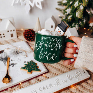 Holiday Humor Coffee Mug | Resting Grinch Face Christmas Cup | Cute Christmas Kitchen Decor
Sarcastic Christmas Coffee Mug For Women | Funny Holiday Drinkware | Cozy Winter Mug
green resting grinch face mug filled with marshmallows
Christmas mug with whipped cream and candy cane