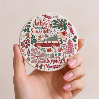 Cute Santa Christmas coffee coaster
Pastel Christmas decor Santa coaster
Pink Christmas decorations ceramic coaster
Vintage inspired Santa Claus home decor
Whimsical Santa holiday drink coaster