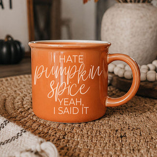cheeky orange coffee cup on kitchen counter
autumn home decor accent with bright orange mug
fall drinkware display featuring sarcastic coffee mug
funny fall coffee mug with bold orange color
autumn novelty mug for sarcastic seasonal vibes
funny adult fall mug with strong opinion