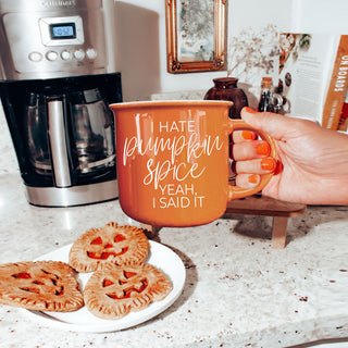 funny fall coffee mug with bold orange color
autumn novelty mug for sarcastic seasonal vibes
bright orange coffee cup on fall styled tray
funny adult fall mug with strong opinion