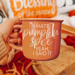 Wholesale funny office mug for fall and halloween
autumn coffee bar decor with bright orange mug
cheeky fall mug with anti pumpkin spice quote
funny fall drinkware for friends and coworkers
