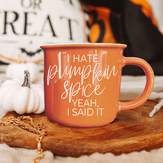 sarcastic seasonal coffee cup for october mornings
bright orange mug for autumn coffee and tea
funny fall phrase mug with modern script
unique fall coffee mug for people who hate pumpkin spice