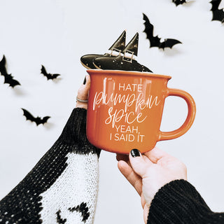 bold orange mug with anti pumpkin spice message
funny coffee mug for autumn mornings
fall mug for people who prefer regular coffee
humorous fall coffee cup with seasonal joke